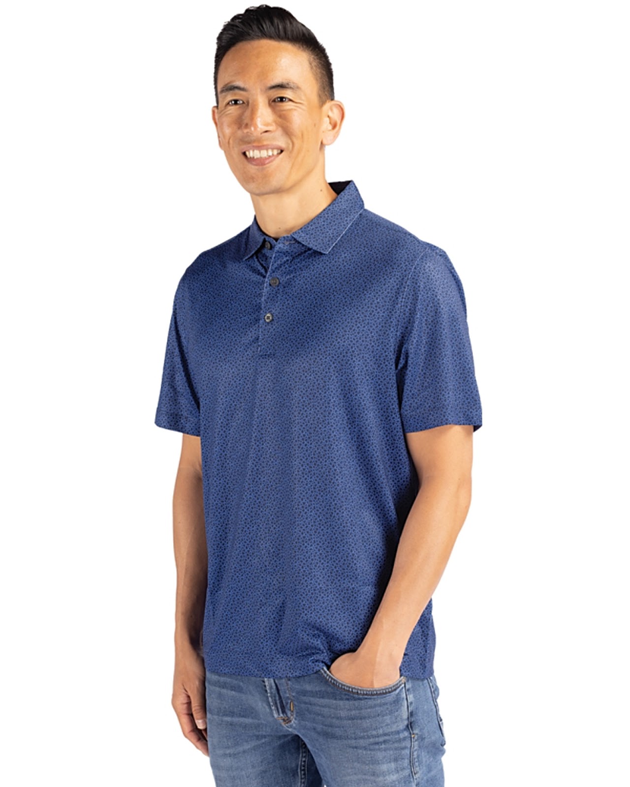 Cutter & Buck Pike Eco Pebble Print Stretch Recycled Mens Polo