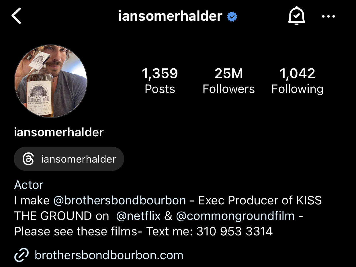 Ian’s bio mentions his profession, promotes his new films, and provides contact details.