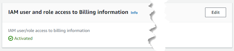 Image of AWS console setting that allows IAM users access to Billing Data