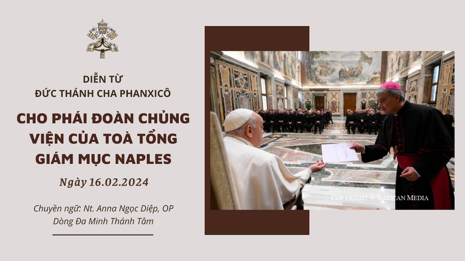 Diễn từ Đức Thánh Cha dành cho phái đoàn Chủng viện Toà Tổng Giám mục Naples