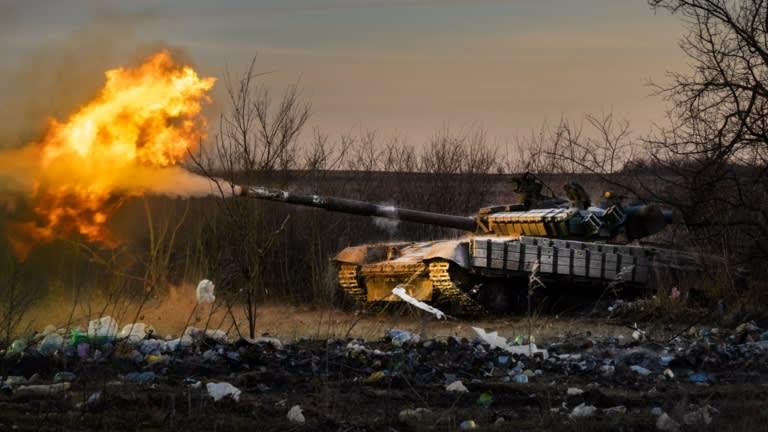 A tank firing a cannon