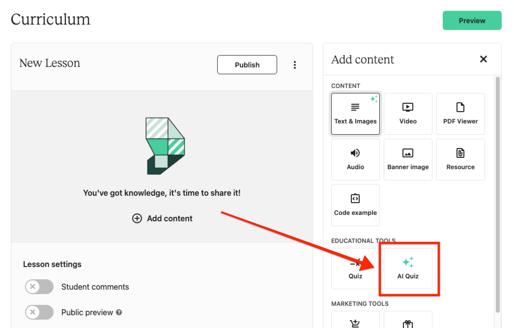 Support for Multiple Content Types for Teachable