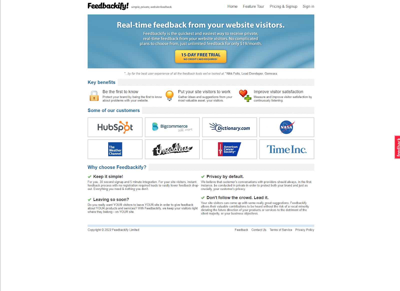 Customer feedback tools, Feedbackify