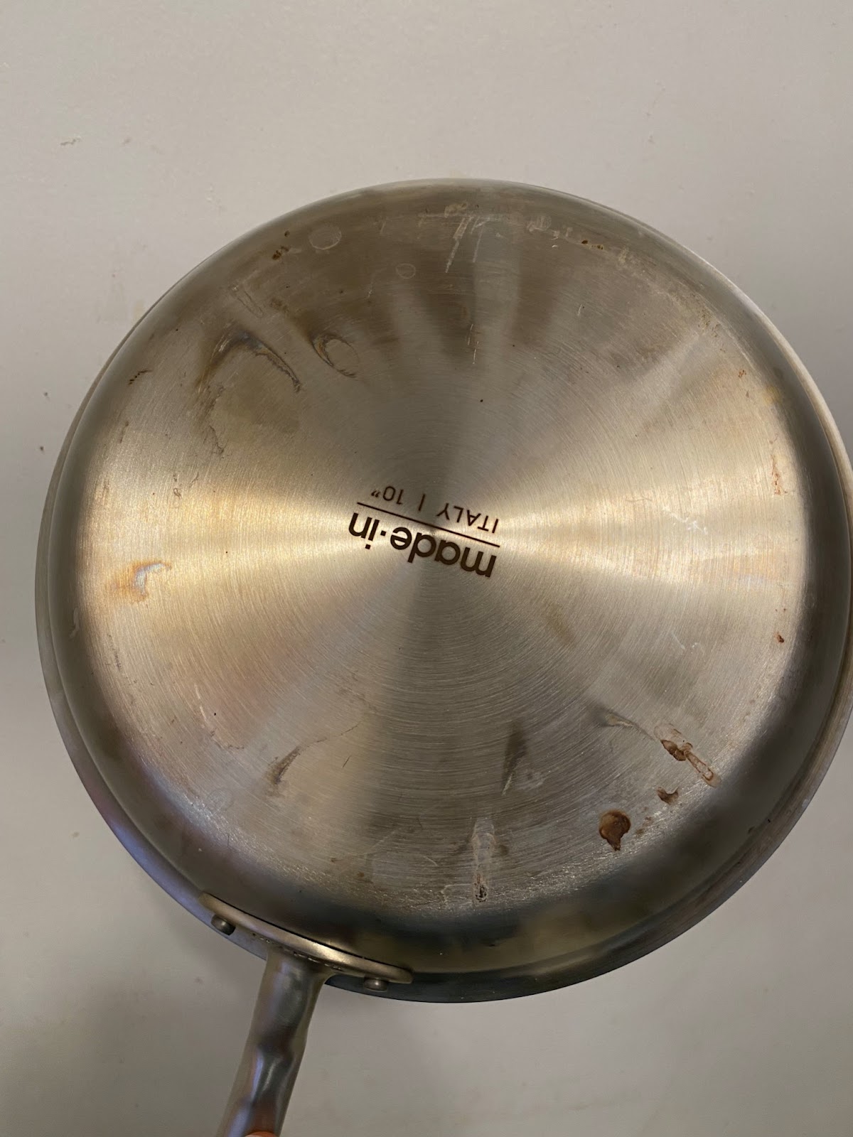 made in stainless steel pan bottom after use