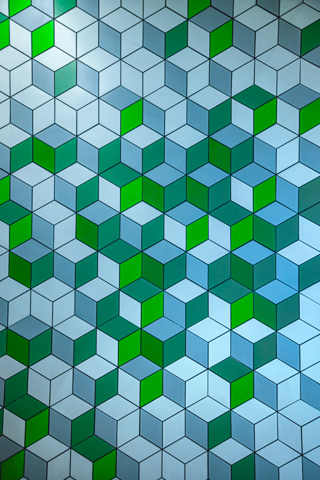 Shades of green and light blue checkered textile