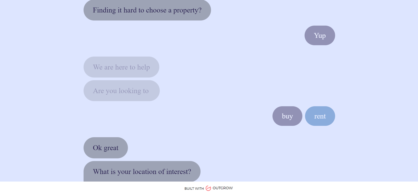 Outgrow's real estate chatbot