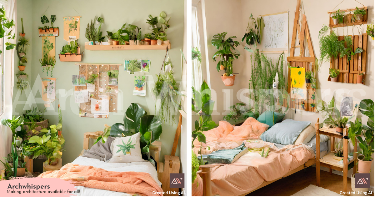 A Garden-Style Bedroom Setup With a Lot of Plants & Tools