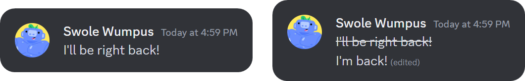 Example of a Discord message that's formatted as a strikethrough