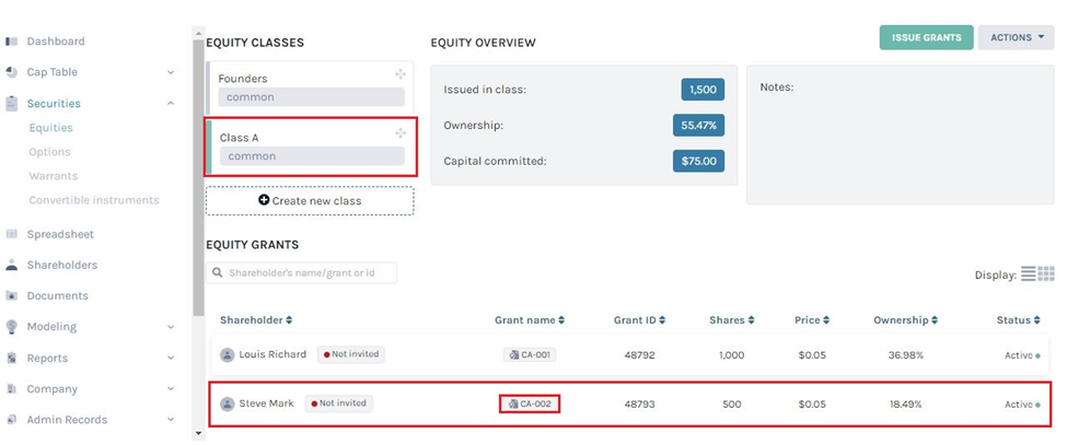 Equity class