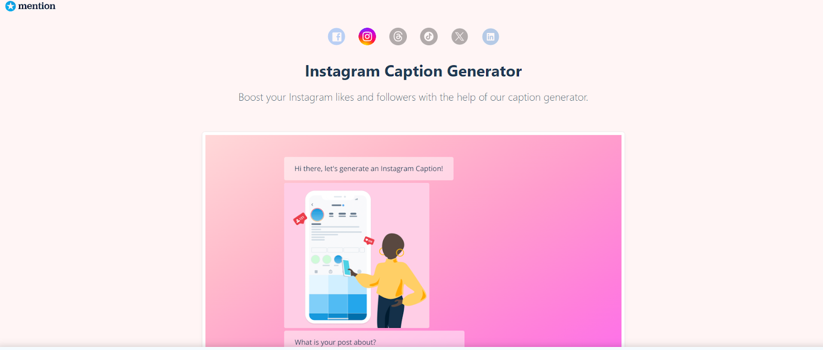 Mention's AI Instagram caption generator