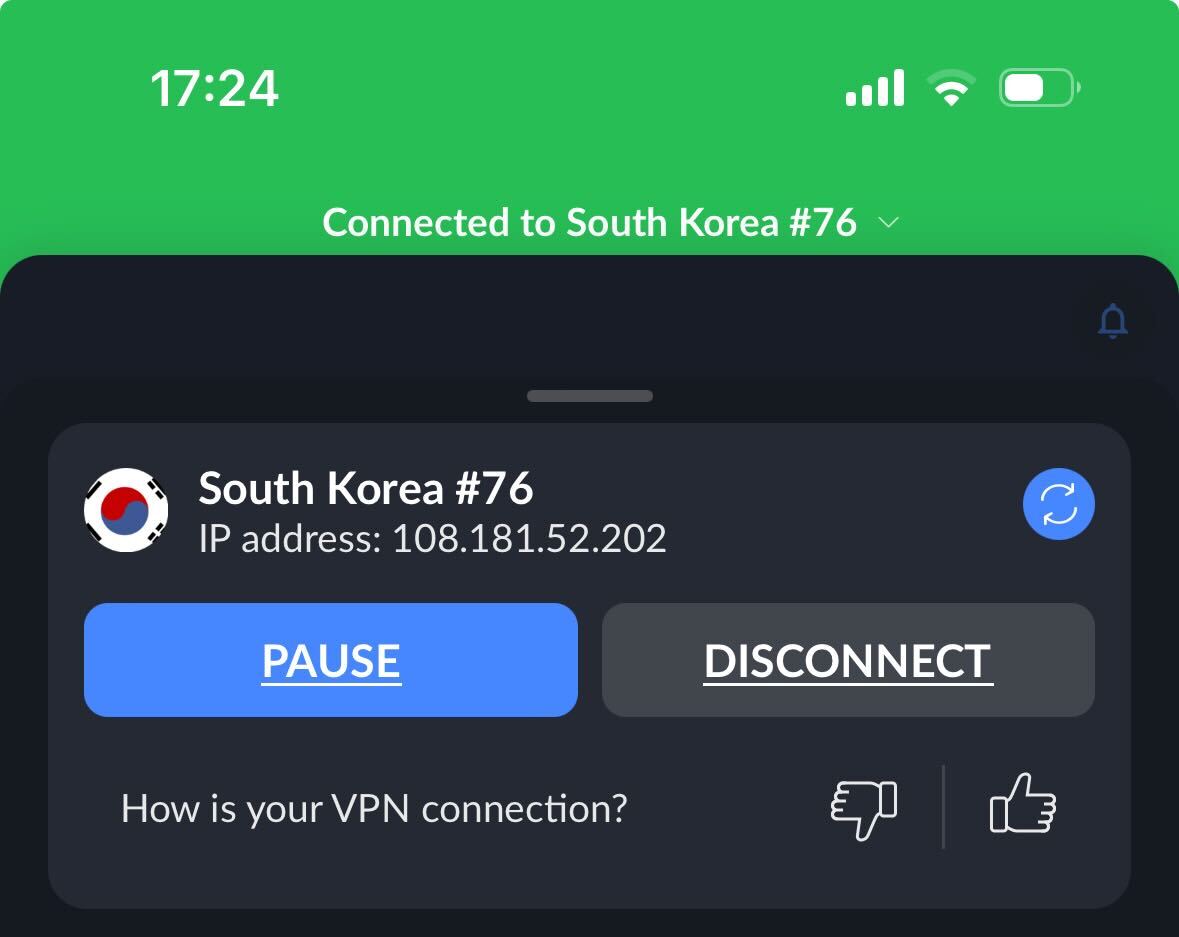 韓国サーバーに接続