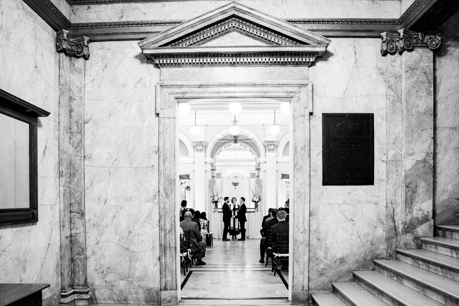 Providence Public Library Wedding Photo of the grooms by Boston Wedding Photographer Nicole Chan Photography