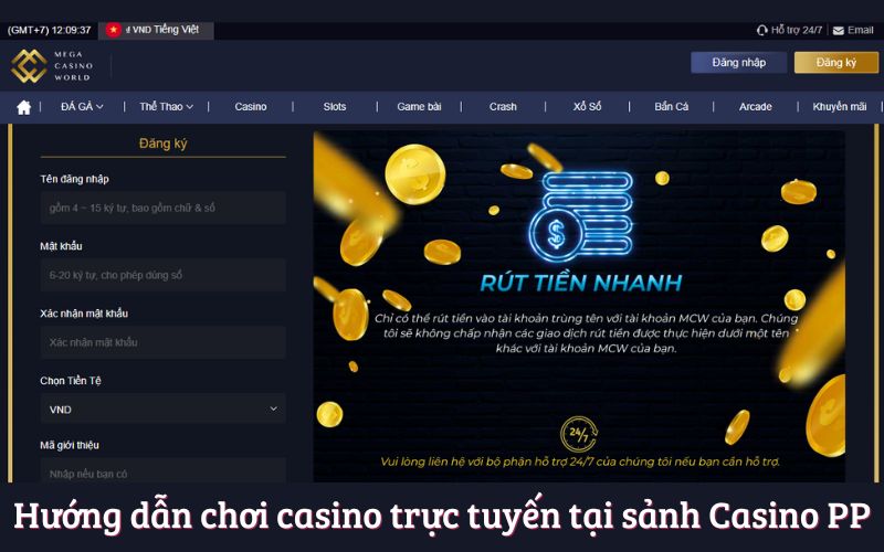 Hướng dẫn chơi casino trực tuyến tại sảnh Casino PP