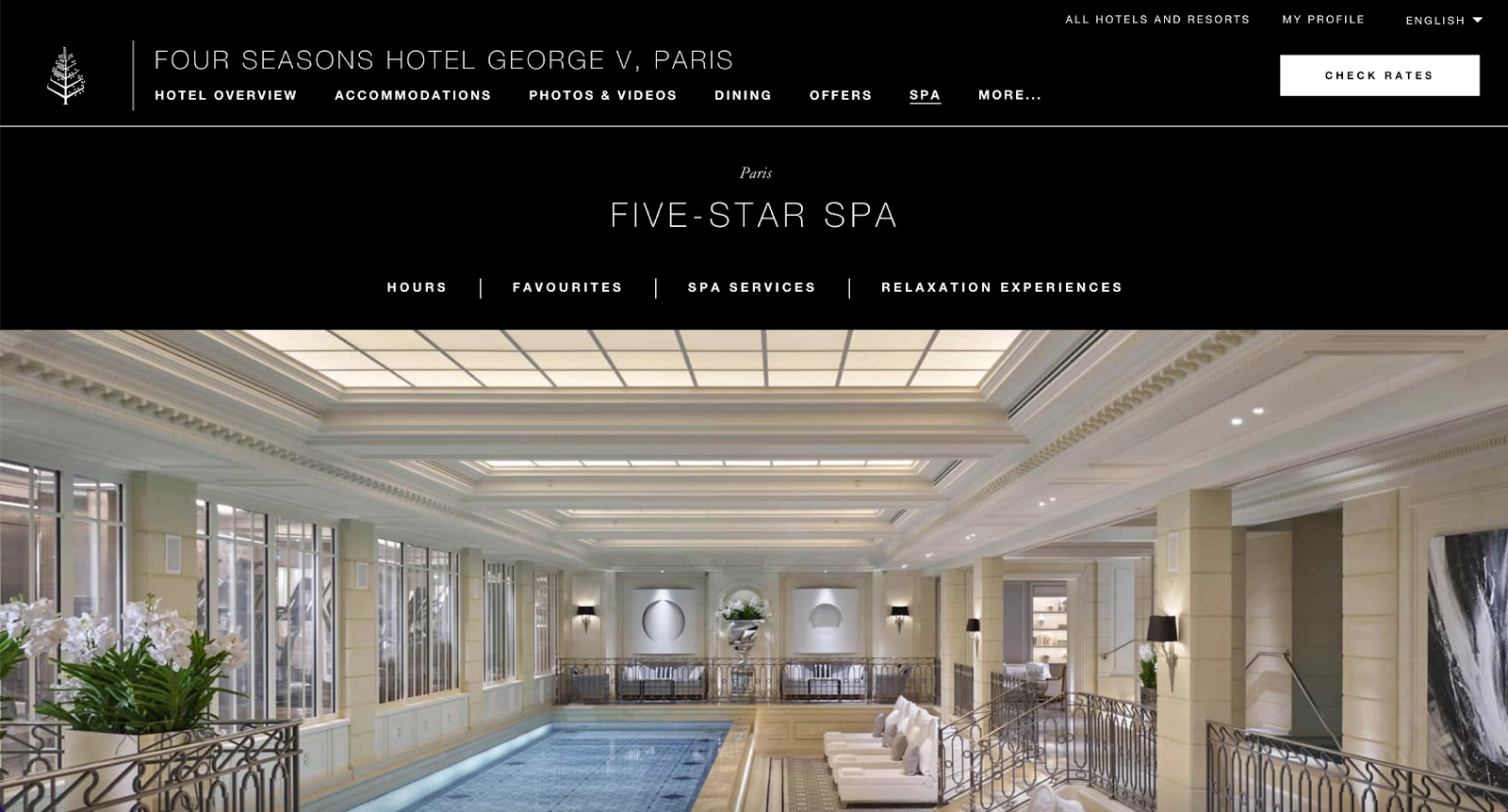 spa website examples, spa at four seasons george v