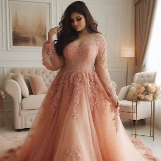 Noiva usando vestido rosa suave
