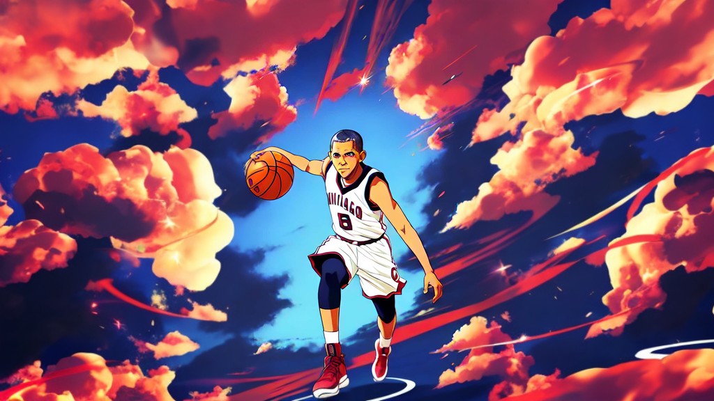 barack obama playing basketball anime style in a full banner
