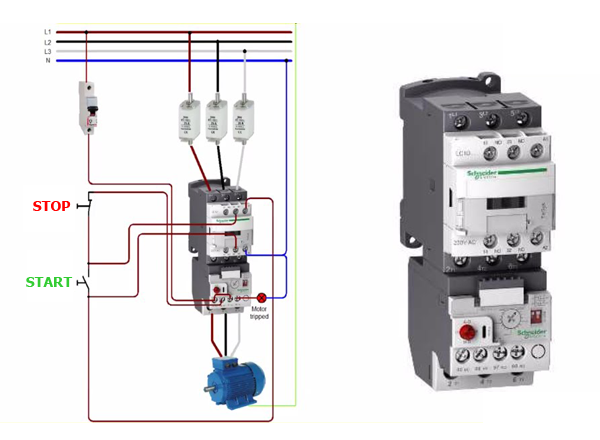 Contactor (Khởi động từ) kết hợp Rơ le nhiệt điều khiển động cơ