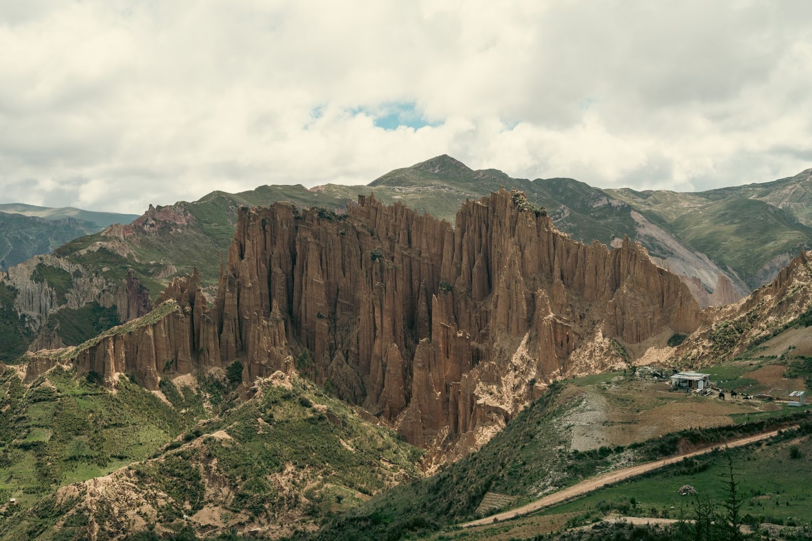 The towering rock formations of the La Paz landscape in Bolivia