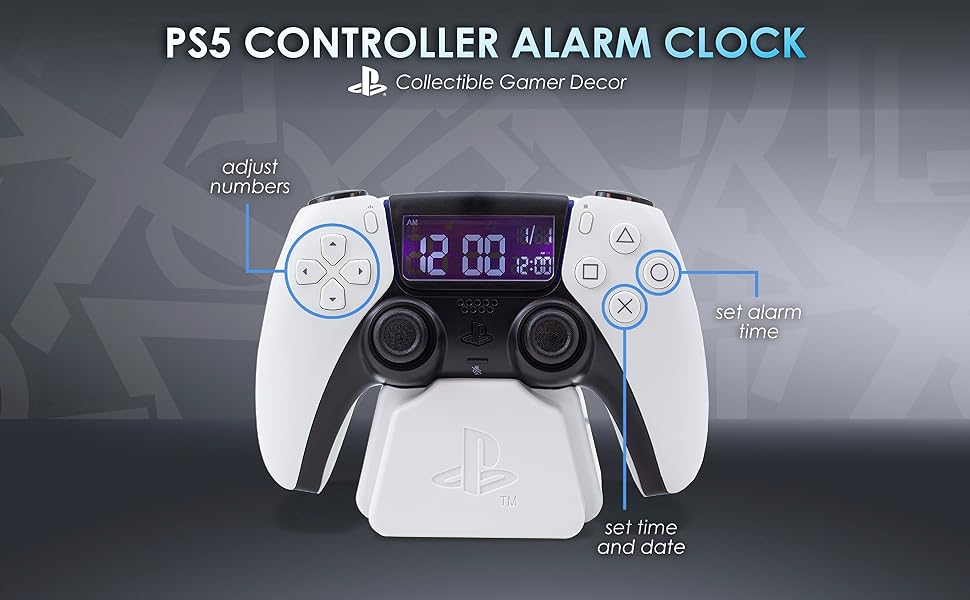 A promotional image of the PlayStation controller alarm clock from Paladone. 