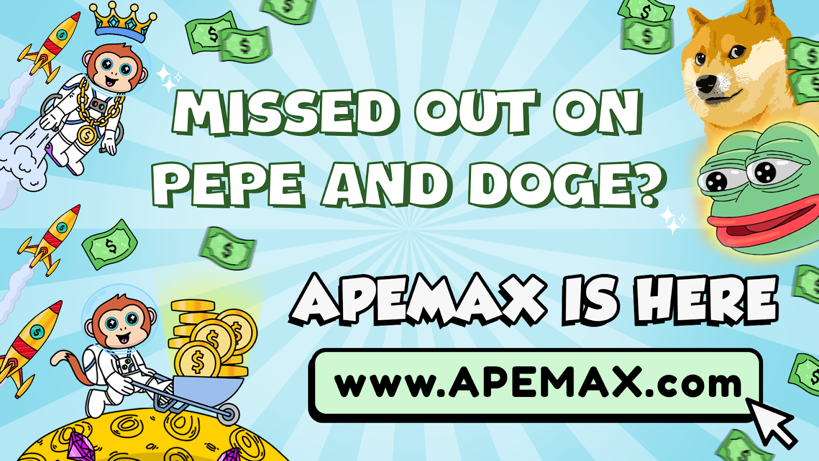 New Memecoins and Top Altcoins with Shiba Inu, Pepe Coin, Dogecoin and New Crypto Presale ApeMax