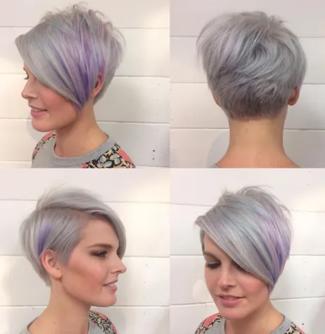  Feathered Gray Pixie with Long Bangs Pixie Haircuts For Thick hair