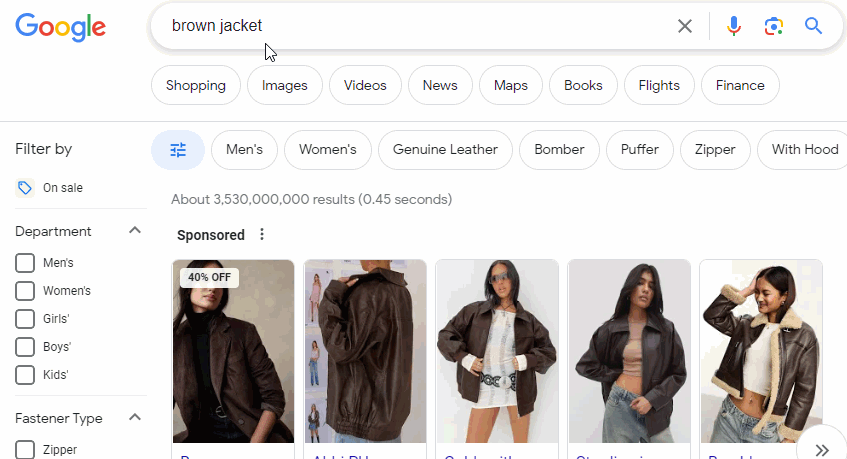 Google Shopping SERP