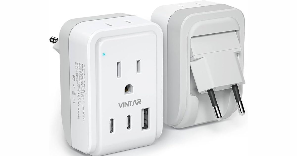 European Travel Plug Adapter by VINTAR (1-Pack) + Top 20 Travel Electronics Gadgets for Your Next Adventure