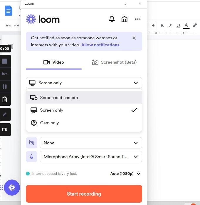 Loom screen record