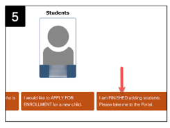 screenshot of clicking "I am finished adding students"