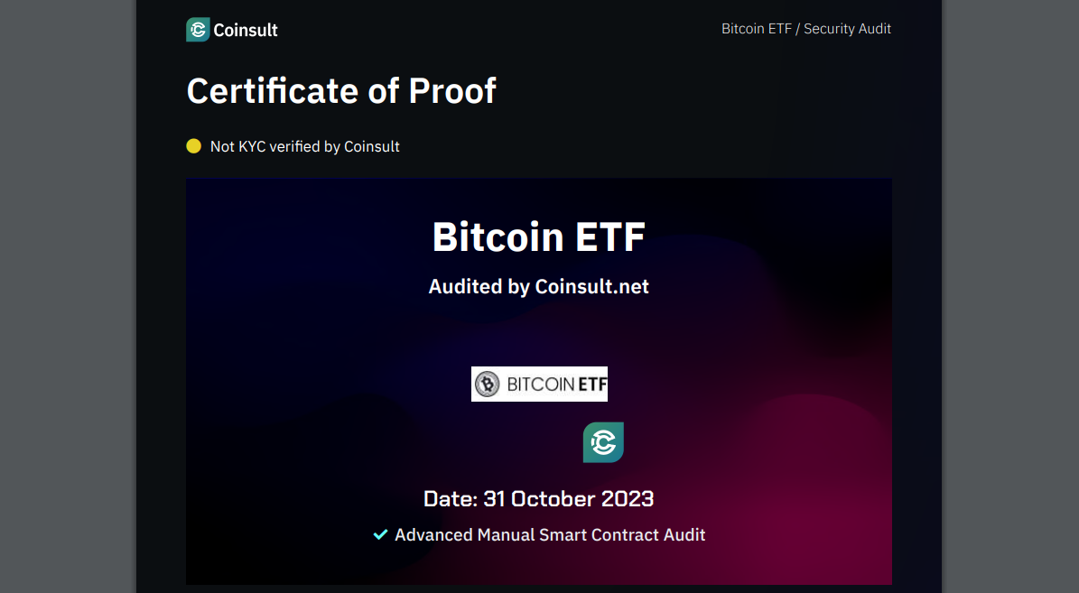 Bitcoin ETF Token auditoría