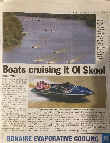 A newspaper article with a boat and a river
Description automatically generated