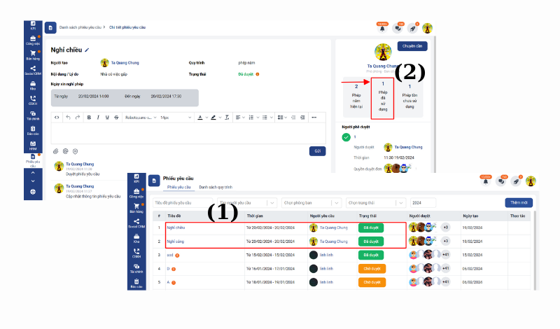 Điều chỉnh logic Phiếu yêu cầu