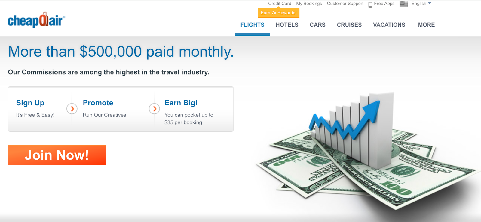 Cheapoair's travel affiliate program page