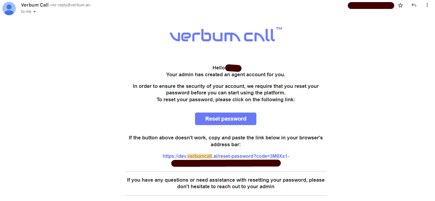 VerbumCall Admin Agent Creation