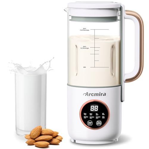 Arcmira Automatic Nut Milk Maker, 35 OZ Homemade Almond, Oat, Soy, Plant-Based Milk and Dairy Free Beverages, Almond Milk Maker with Delay Start/Keep Warm/Boil Water, Soy Milk Maker with Nut Milk Bag