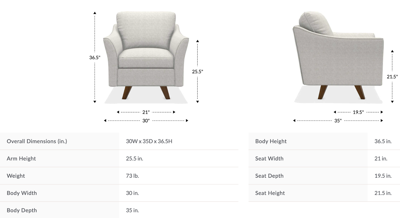 reegan high leg swivel chair size