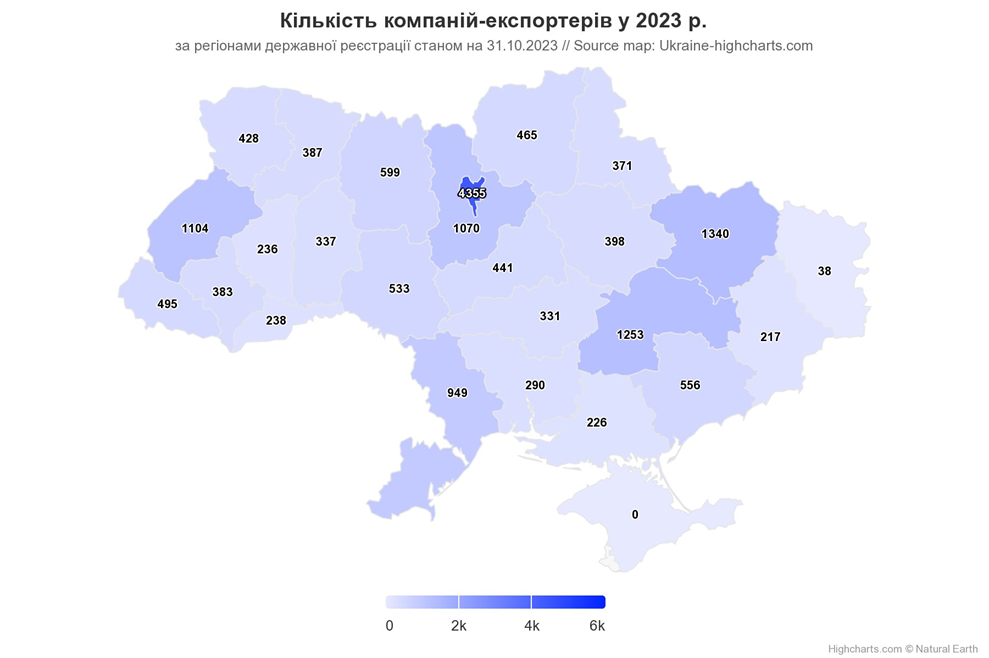 Кількість компаній-експортерів у 2023 році