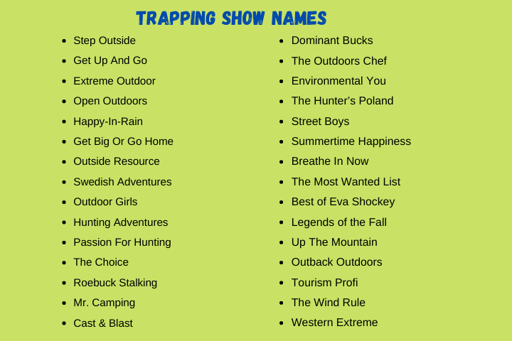 Trapping Show names