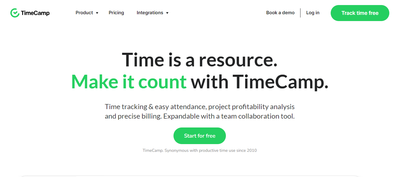 Screenshot from timecamp.com