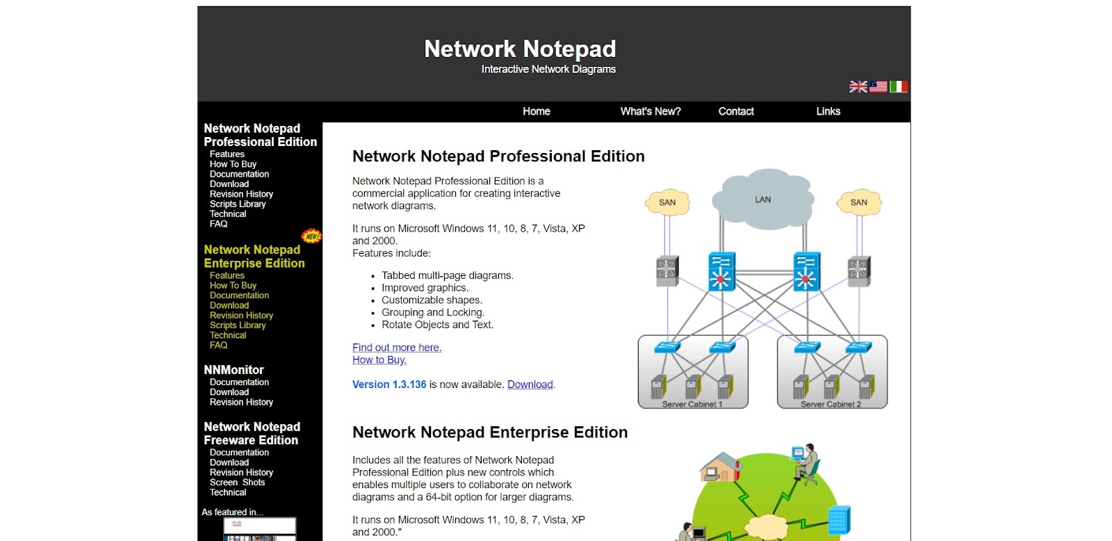 A screenshot of Network Notepad's website