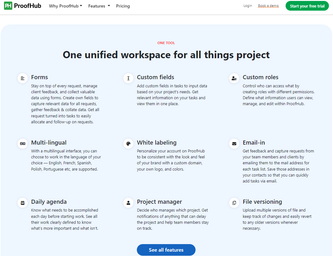 One unified workspace for all things project for ProofHub