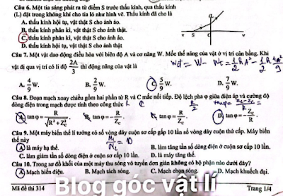 Đề thi thử tốt nghiệp môn vật lí trường thpt Sơn Tây HN lần 2 năm 2024 mã đề 314 - Blog Góc Vật lí - pdf - tải về miễn phí