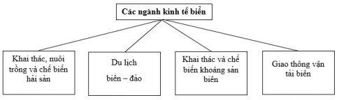 Vẽ sơ đồ tư duy thể hiện một số hoạt động kinh tế biển ở vùng Duyên hải miền Trung.