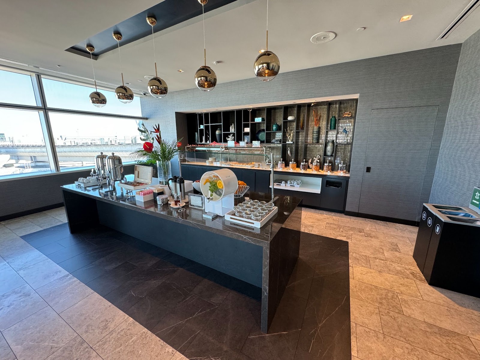 Snack and dessert bar located in the corner of the SFO Polaris Lounge