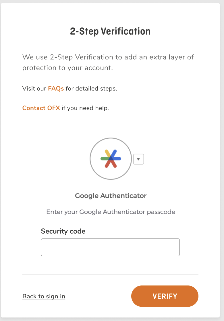 Enter your Google Authenticator passcode