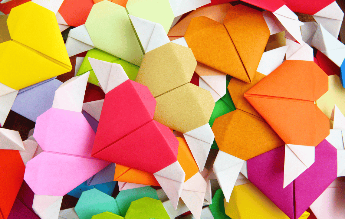 Folded heart cards