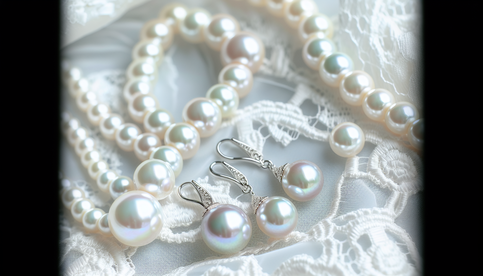 Beautiful pearl earrings and necklace