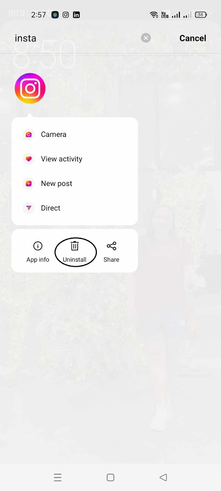How to fix a Network Request Failed on Instagram - Uninstall Instagram