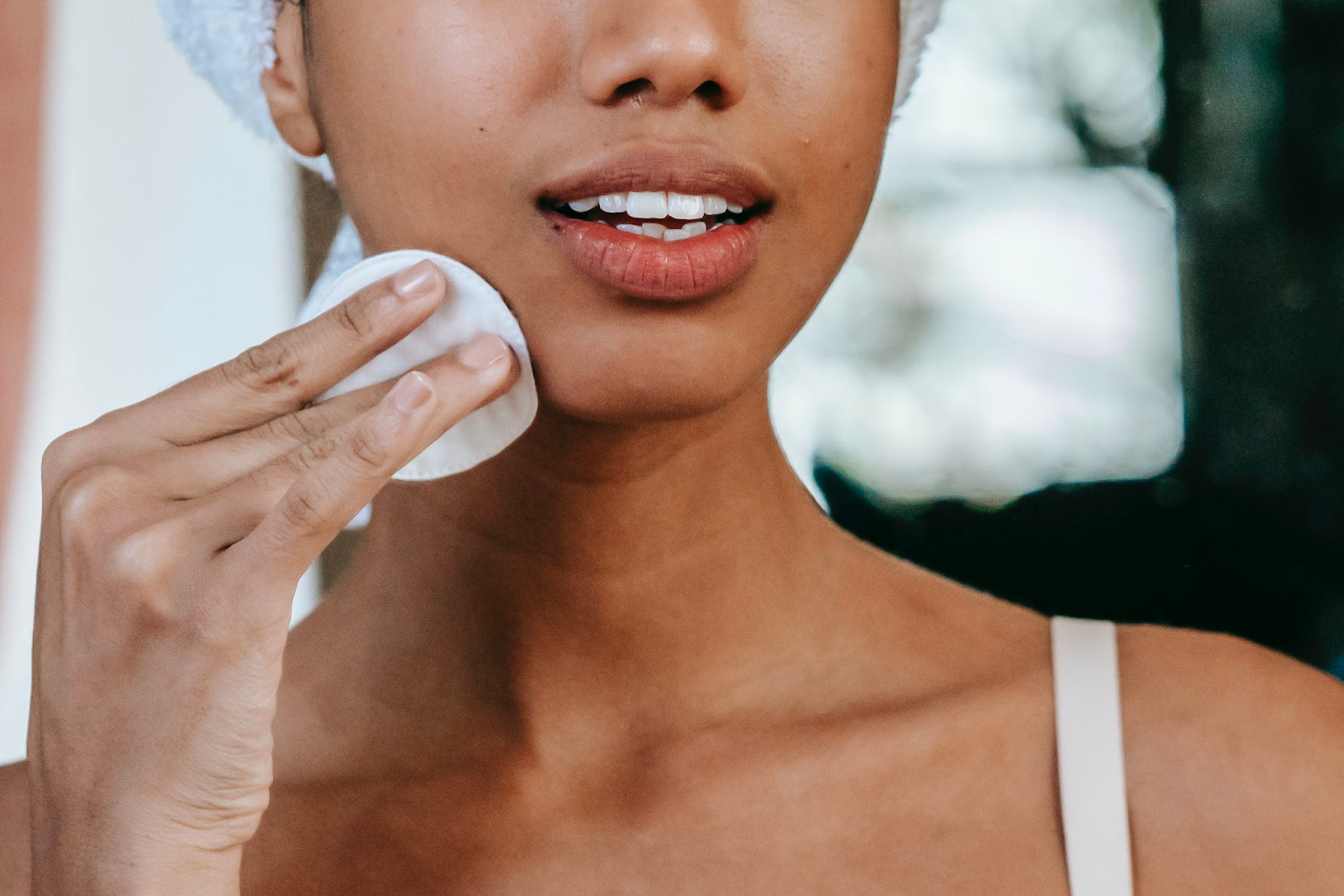 A close up of full and moisturized lips