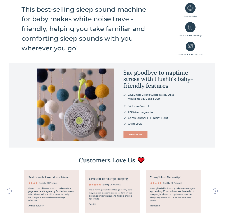 An example of an shopify store utilizing product descriptions